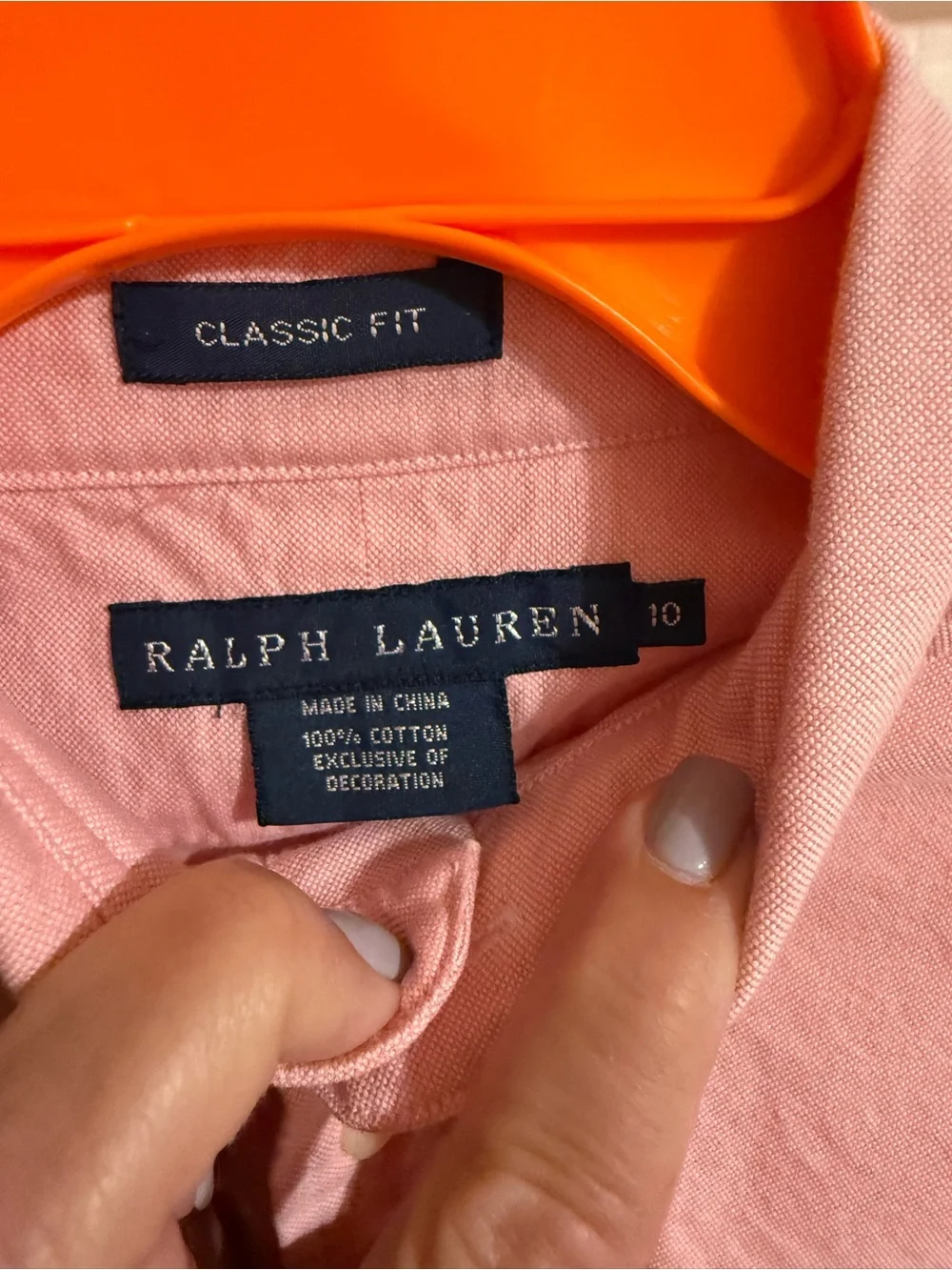 Ralph Lauren Light Pink Button-Down Oxford Shirt size 10 (fits like a medium)